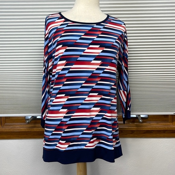 Christopher & Banks Tops - Christopher & Banks NWT Red White Blue Abstract Print Pullover Top Medium